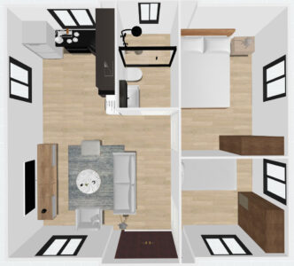 20ft double wings- 2 Bedroom Plan 3