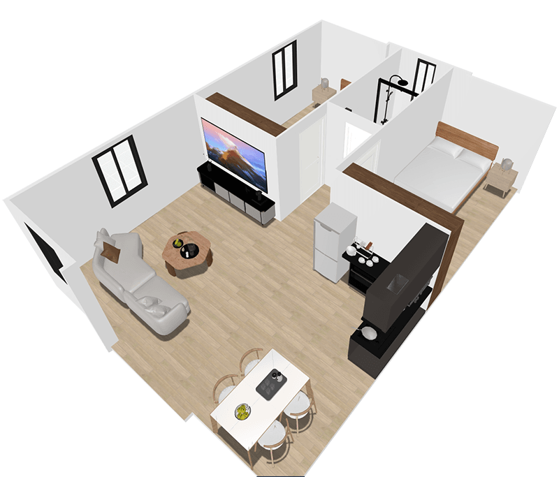 30ft Double Wings- 2 Bedroom Plan A