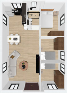 30ft Double Wings- 3 Bedroom Plan