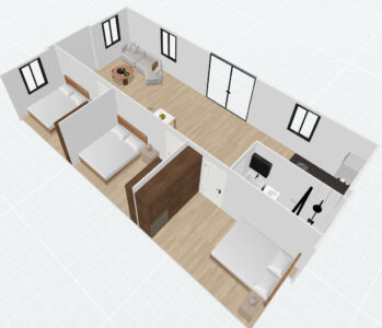 40ft Double Wings-3 Bedroom Plan
